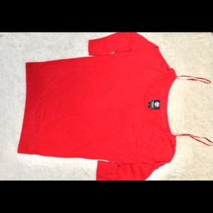 Red off the shoulder shirt, Brand: American Eagle
